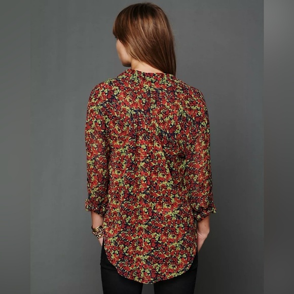 Free People Sheer Floral Print Buttondown Top- Size Medium - Picture 2 of 10
